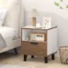 Nightstand with Drawer and Open Storage Shelf for Bedroom
