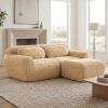 L-shaped Boneless Sofa,Soft Fluffy Plush Fabric,With Chaise 32D High Density Sponge,No Assembly Required,Ergonomic Design Bottom Anti-Slip Design