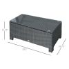 Large Rattan Coffee Table, Weather-Resistant Wicker Outdoor Side Table, Black