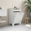 31 Inch Tilt out Laundry Hamper White Free Standing Home Organizer Bathroom Storage Cabinet