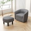 Modern Club Swivel Accent Chair with Ottoman Footrest Curved Backrest