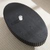 Modern Handcraft Drum Coffee Table Length 43.7 inch Ellipse Coffee Table for Living Room,Oval Small Coffee Table with Sturdy Pedestal,Black MDF