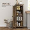 48" Farmhouse Kitchen Pantry Storage Cabinet with Barn Door, Kitchen Pantry Cabinet with Adjustable Shelves, Brown