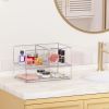 Stackable Storage Drawers Set of 3,Clear Plastic Organizer Bins for Makeup, Cosmetics, Beauty Supplies,Ideal for Vanity, Bathroom,Cabinet