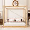 King Size Canopy Platform Bed with Support Legs, Natural