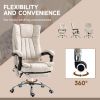 Vinsetto Massage Office Chair High Back Reclining Heat 6 Points Adjustable Height Footrest Cream White