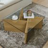 31.5 Inch Glass Coffee Table, Mid-Century Modern Square Coffee Table