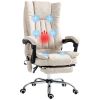 Vinsetto Massage Office Chair High Back Reclining Heat 6 Points Adjustable Height Footrest Cream White