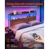 Headboard for Full Size Bed, with 2 Storage Shelves, LED Light, 3 Outlets, and 3 USB Ports