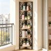 Corner Bookshelf 70.8 Inch Display Shelf Storage Rack for Living Room Bedroom Corner Shelf