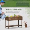 Outsunny Elevated Planter Box Stand Wooden with 8 Slots and Shelf Dark Brown for Garden Space Efficiency