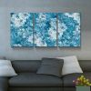 Framed Canvas Wall Art Decor Abstract Painting, Cyan Color Daisy Oil Painting Style Decoration For Restaurant, Kitchen, Dining Room