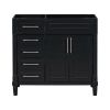 36'' Bathroom Vanity without Sink, Freestanding Bathroom Storage Cabinet with 2 Drawers and a Tipout Drawer, Solid Wood Frame Vanity Only, Height Adju