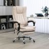 Vinsetto Massage Office Chair High Back Reclining Heat 6 Points Adjustable Height Footrest Cream White