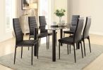 Modern Black Metal Side Chairs Set of 2 with Faux Leather Upholstery for Dining Room