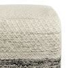 Macie 18 inch Wide Square Pouf in Grey and White PET Polyester