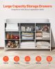9 Drawer Dresser Tall Fabric Drawer Dresser with Bin LED & Outlet White