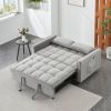 Modern Velvet Loveseat Futon Sofa Couch Pullout Bed, Small Love Seat Lounge Sofa w/Reclining Backrest, Toss Pillows, Pockets