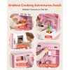 Play Kitchen for Kids, Wooden, Kids Kitchen Playset with Real Lights & Sounds, Food & Cookware, Pretend Play Toy Set, Microwave, Oven, Clicking Knobs