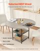47 in Round Dining Table Wood Kitchen Table for 4-6 Person Grey (Only Table)