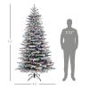 7.5ft Snow Flocked Artificial Christmas Tree, Pre-Lit Christmas Tree with 500 LED Lights and 1264 Branch Tips, Green