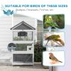PawHut Elegant Wooden Bird Aviary with Slide-Out Tray Ladder Perches for Finches Parakeets Cozy Gray