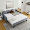 Twin Size Upholstery DayBed with Twin Size Erectable Trundle and USB Charging Design, Linen Grey