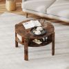29.5 Inch Round Coffee Table with Storage Shelves for Small Space