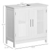 Kleankin Under Sink Storage Cabinet Bathroom 2 Doors Shelf White Pedestal Vanity Organizer
