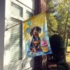 Dachshund Happy Birthday House Flag Large Porch Sleeve Pole Decorative Outside Yard Banner Artwork Wall Hanging, Polyester, House Size, Multicolor