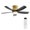 42 Inch Flush Mount Ceiling Fans with LED Light 22W and Remote Control 5 ABS Fan Blades for Bedroom Patio