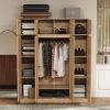 70.87"Tall 8-Door Large Capacity Armoire Wardrobe Closet with Hanging Rod, Adjustable Shelves and Rattan Decorative Doors