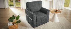 360Â° Swivel Chair Accent Barrel Armchair Swivel Sofa Chair with Side Pockets for Living Room, Bedroom, Office and Hotel, Grey