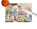 NEW Decorating Easter Coton de Tulear Glass Cutting Board Decorative Tempered Glass Kitchen Cutting and Serving Board Large Size Chopping Board