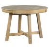 Farmhouse Round Extendable Dining Table with 16" Leaf Wood Kitchen Table (Natural Wood Wash)