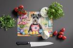 Decorating Easter Schnauzer Glass Cutting Board Decorative Tempered Glass Kitchen Cutting and Serving Board Large Size Chopping Board