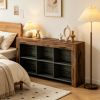 Rustic Wood Sofa Table with 6 Storage Cubes Entryway Console Table for Living Room Home Decorative Furniture
