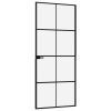 Interior Door Black 32.7"x79.3" Tempered Glass&Aluminum Slim