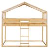 Twin Over Twin Wood Bunk Bed with Tent, Natural(OLD SKU:LT000708AAM)