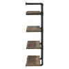 Black and Rustic Oak 4-tier Wall Shelf