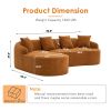 Boneless L-Shape Sectional Sofa with Curved Chaise,Orange Modular Chenille Compression Couch,30D High-Density Foam