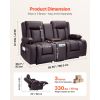 Loveseat Recliner Sofa, Power Reclining Couch with Heating & Massage and Timer, PU Leather Electric Recliner Sofa with Center Console, USB Ports