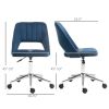 HOMCOM Executive Mid Back Office Chair Thick Padding High-End Gas Lift Sturdy Base Velvet Fabric Blue