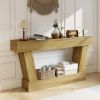 63 Inch Vintage Console Table, Narrow Entryway Table with Open Shelf for Living Room, Oak