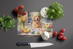 NEW Decorating Easter Golden Retriever Glass Cutting Board Decorative Tempered Glass Kitchen Cutting and Serving Board Large Size Chopping Board
