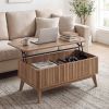 35.5" Rectangle Wooden Fluted Lift Top Coffee Table