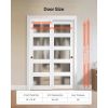 Sliding Closet Door, 48" (Double 25") x 80", 5-Lite Frosted Glass Bypass Sliding Doors with Hardware Kit & Floor Guide