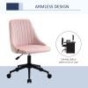 Vinsetto Velvet Swivel Mid-Back Office Chair Scallop Design Home Office Pink