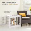 PawHut 26" Wooden Dog Cage Dog Crate Furniture, Indoor Dog Kennel, Dog Cage End Table with 2 Lockable Doors Entrance & Top Shelf, White