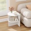 Half Round End Table with Open Shelves for Small Space Open Shelves Provide Foot Pads for Living Room, Bedroom and Office